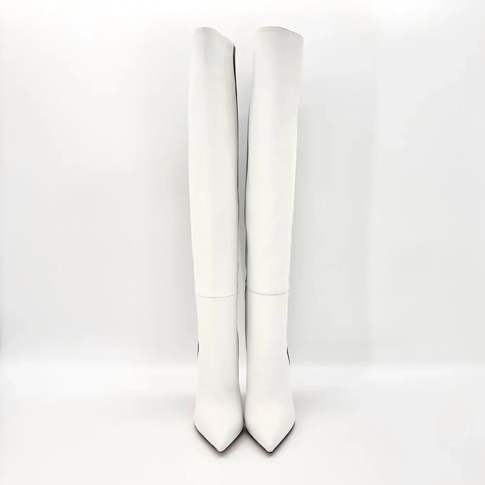 NEW Christian Louboutin Astrilarge Botta 100 Black White Over The Knee Boots 37